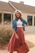 *E.E.L.E* Abla A-Line Wrap Skirt - Canyon Rose - KLEABLACRXSS - OddBird Co.
