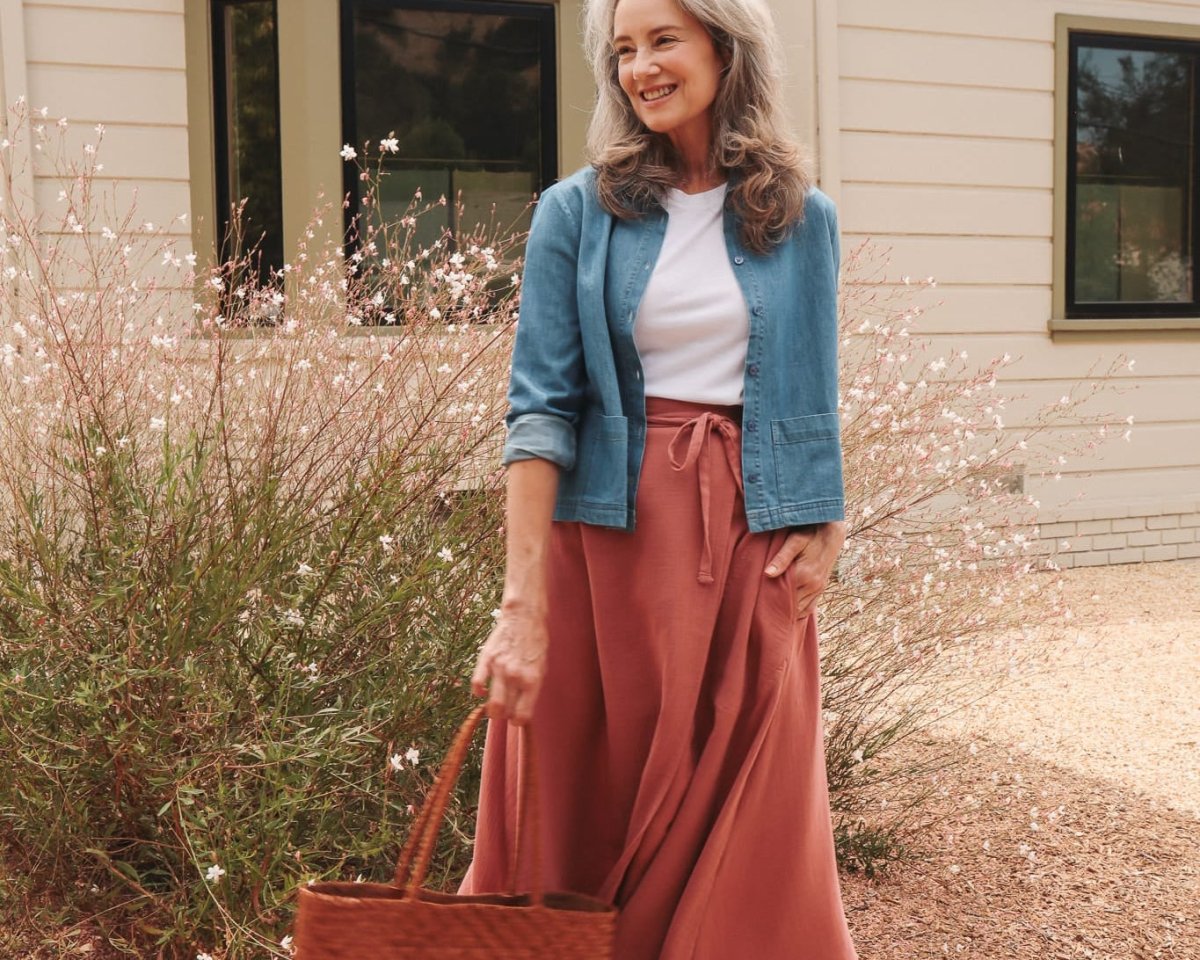 *E.E.L.E* Abla A-Line Wrap Skirt - Canyon Rose - KLEABLACRXSS - OddBird Co.