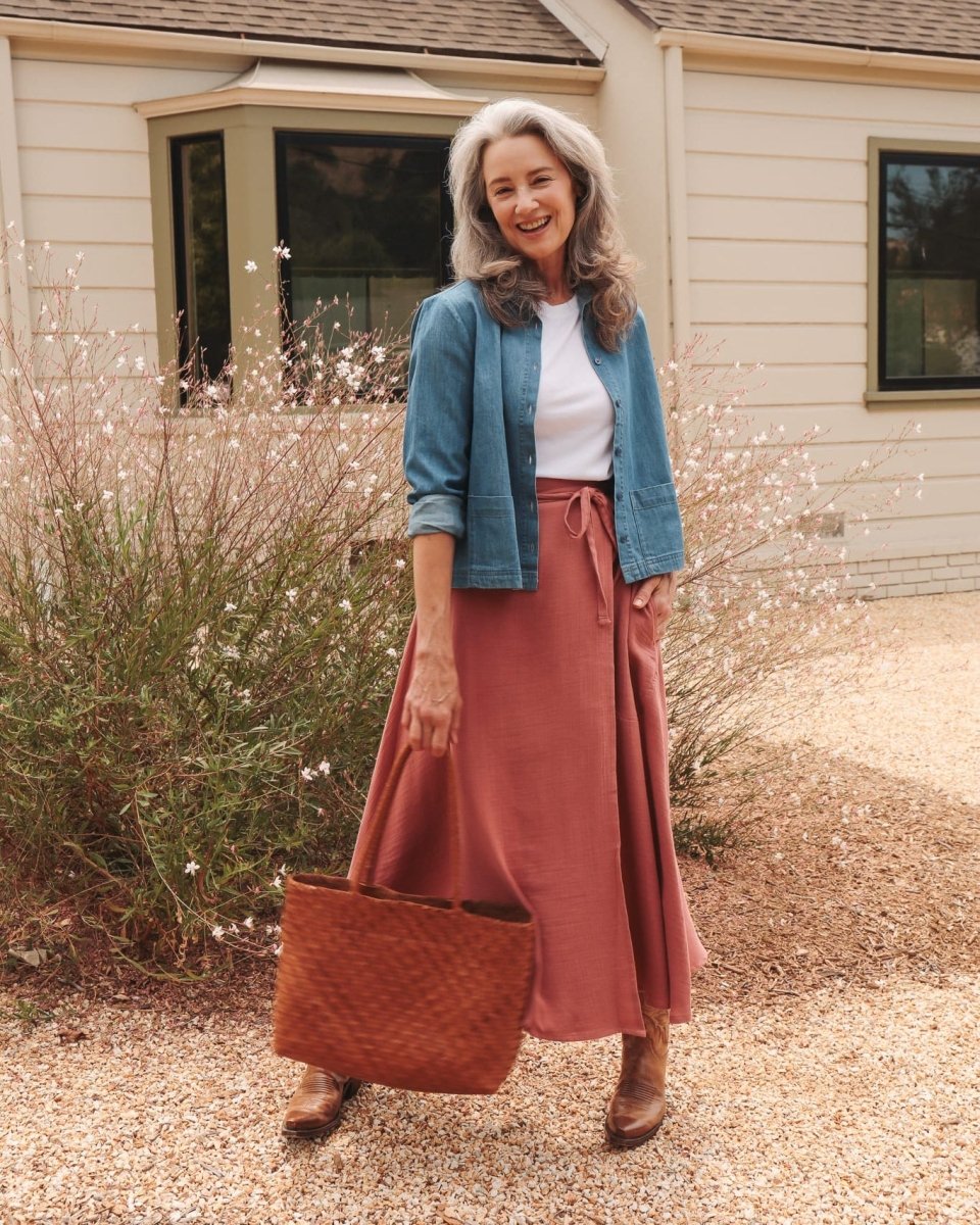 *E.E.L.E* Abla A-Line Wrap Skirt - Canyon Rose - KLEABLACRXSS - OddBird Co.