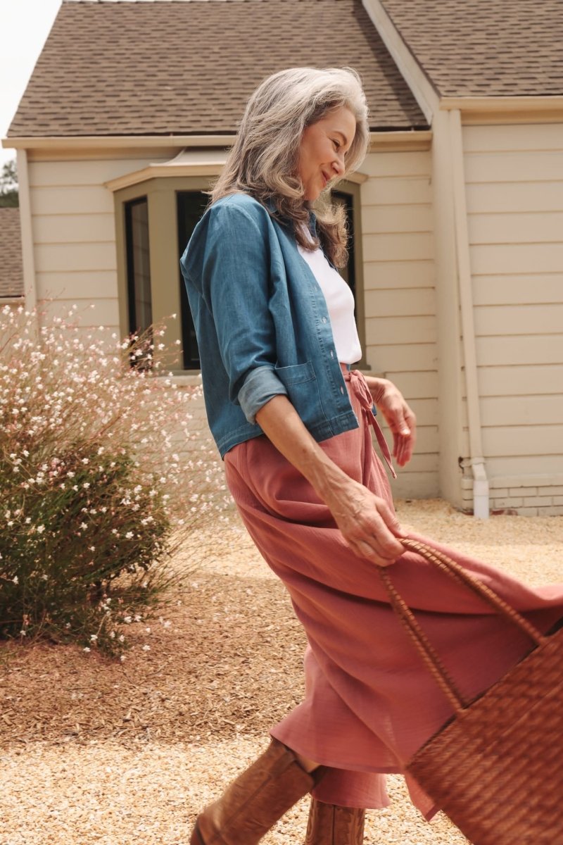 *E.E.L.E* Abla A-Line Wrap Skirt - Canyon Rose - KLEABLACRXSS - OddBird Co.