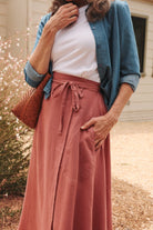 *E.E.L.E* Abla A-Line Wrap Skirt - Canyon Rose - KLEABLACRXSS - OddBird Co.