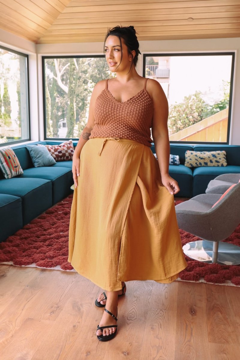 *E.E.L.E* Abla A-Line Wrap Skirt - Marigold -  - OddBird Co.