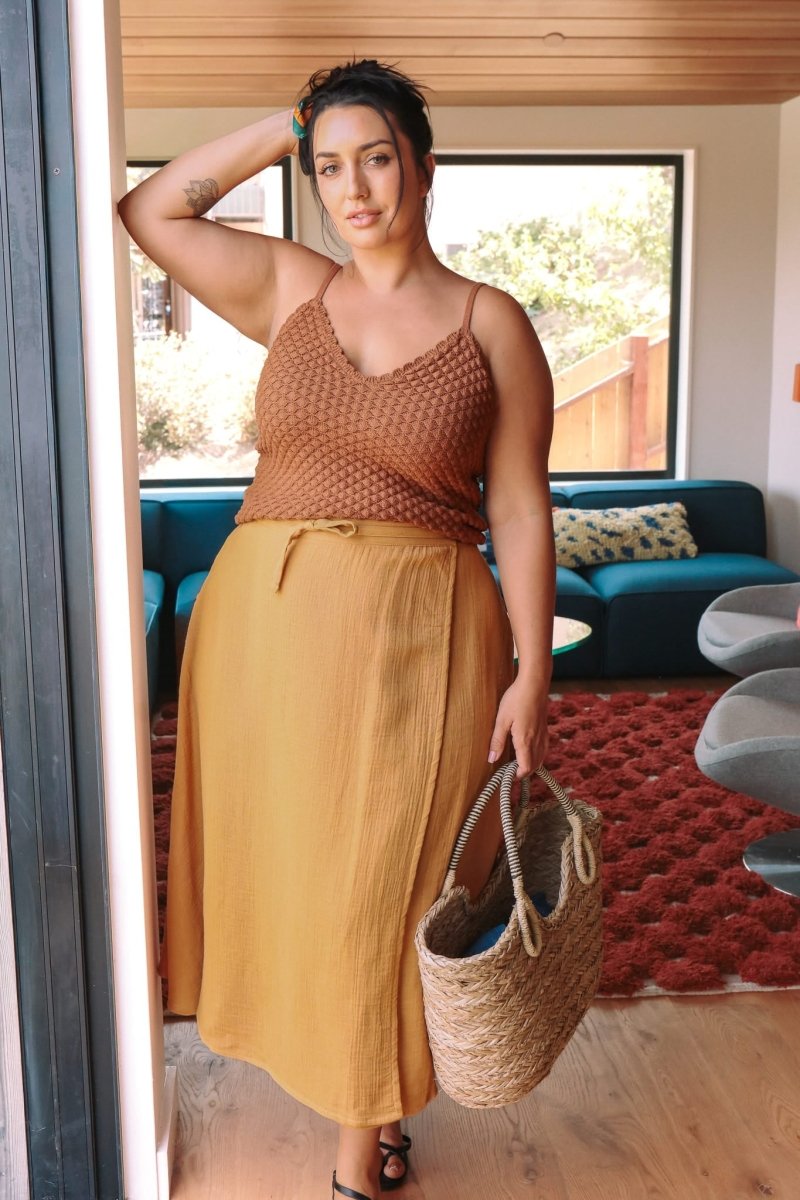 *E.E.L.E* Abla A-Line Wrap Skirt - Marigold -  - OddBird Co.