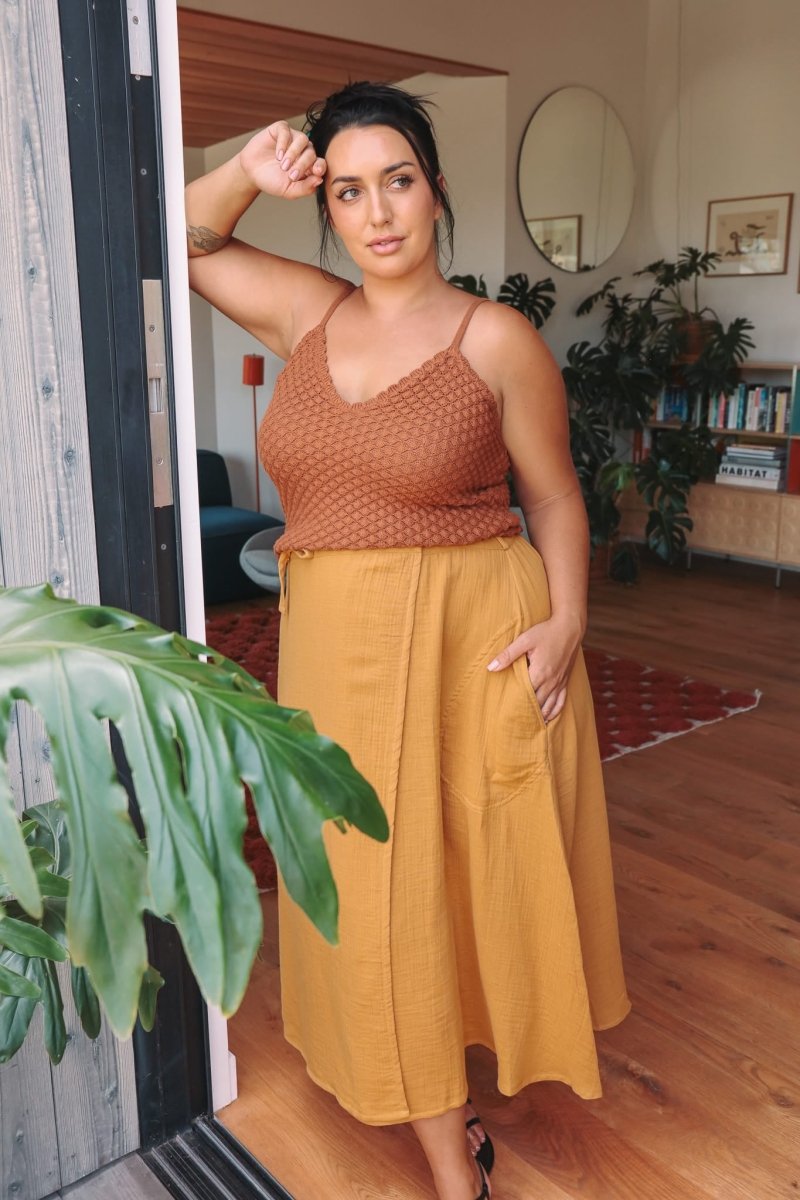 *E.E.L.E* Abla A-Line Wrap Skirt - Marigold -  - OddBird Co.