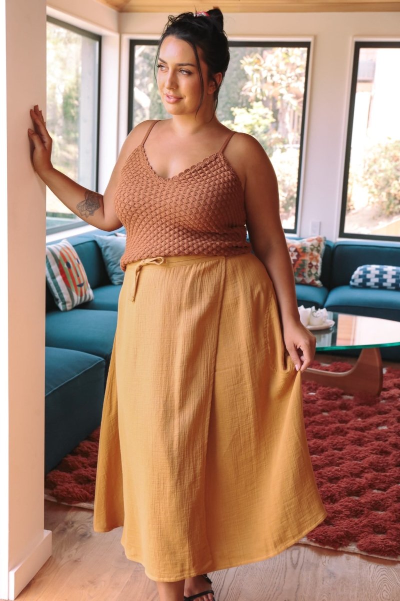*E.E.L.E* Abla A-Line Wrap Skirt - Marigold -  - OddBird Co.