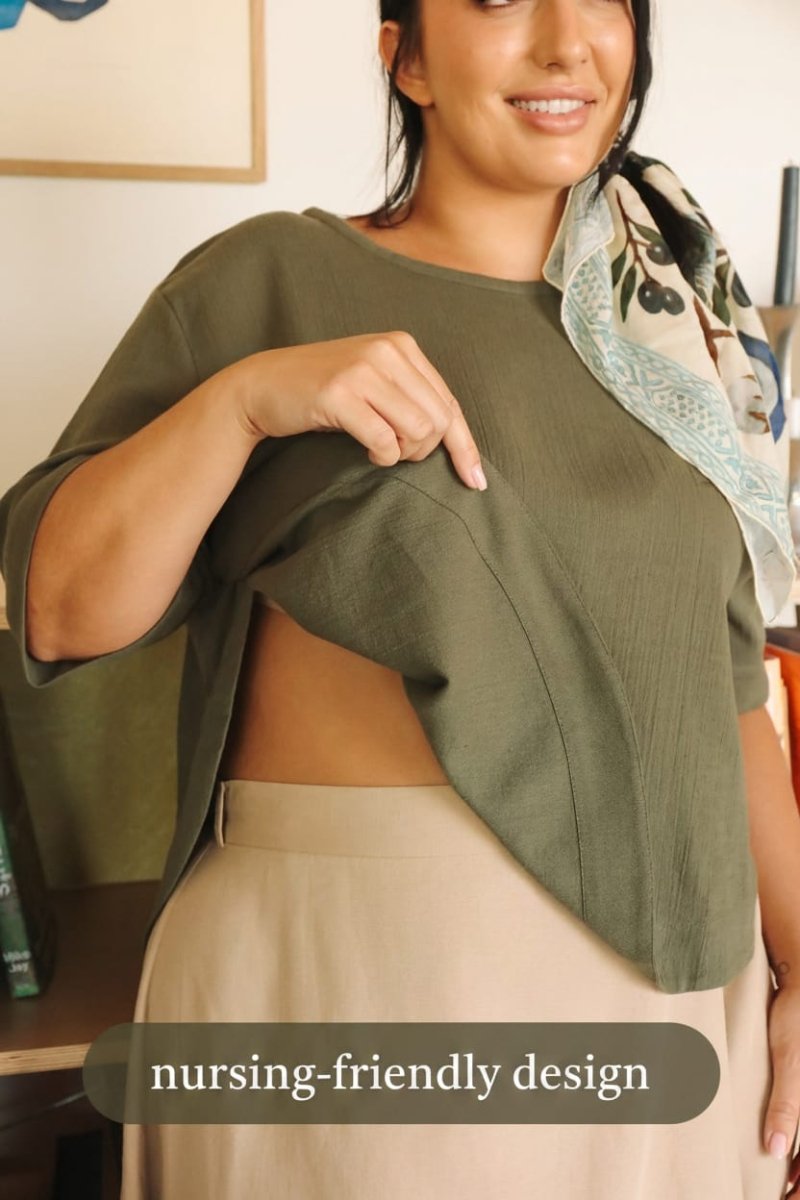 *E.L.L.E* Harika Shirt - Olive - TLEHARIKAOLIVXSS - OddBird Co.