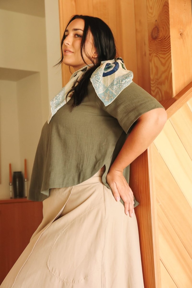 *E.L.L.E* Harika Shirt - Olive - TLEHARIKAOLIVXSS - OddBird Co.