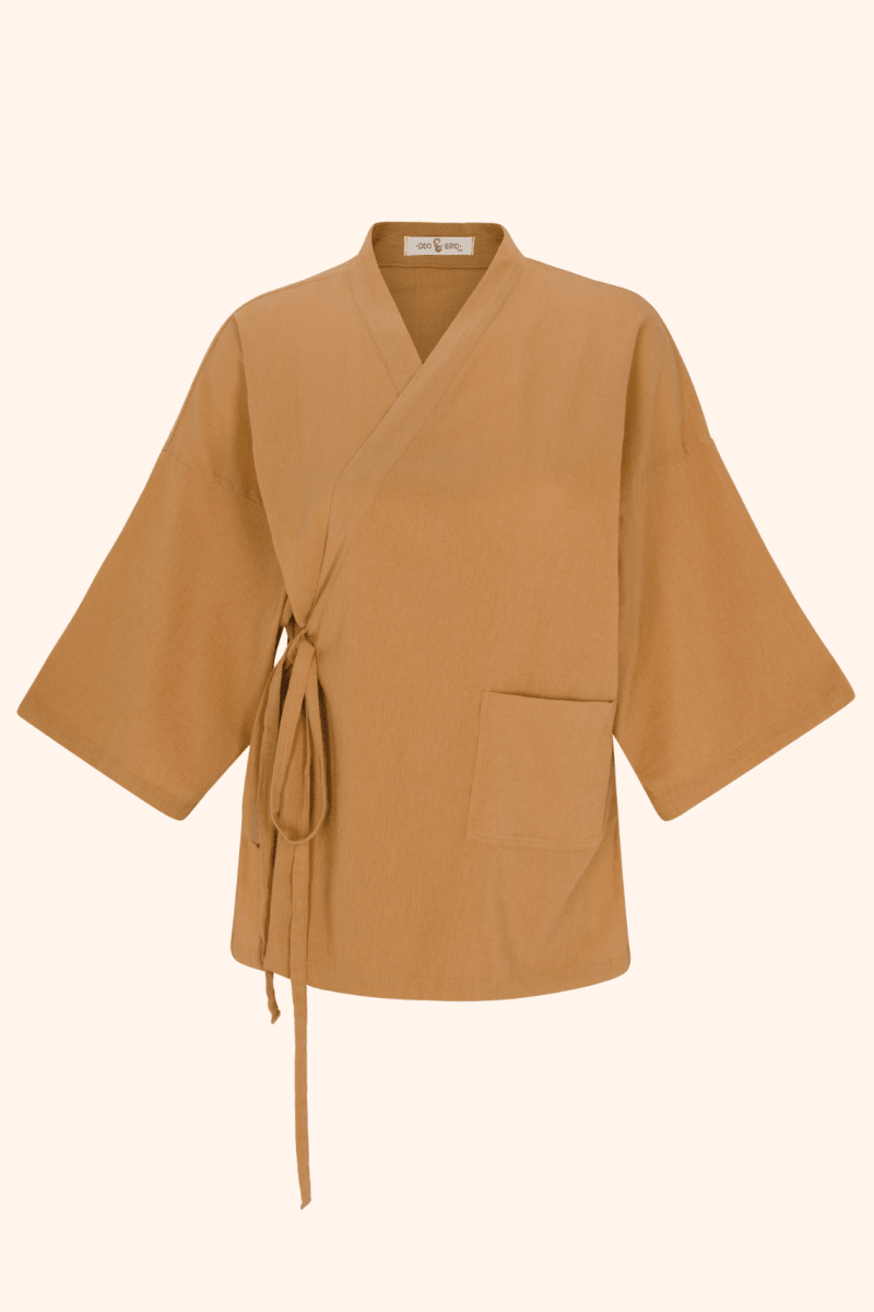 Kardeş Şile Loungewear Separates - Kahve - XLKSTOPK1X - OddBird Co.