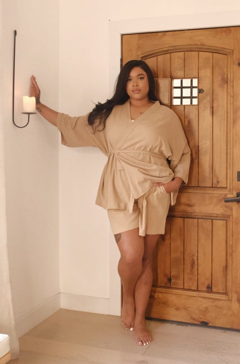 OddBird Loungewear Kardeş Şile Loungewear Shorts - Mediterranean Sand