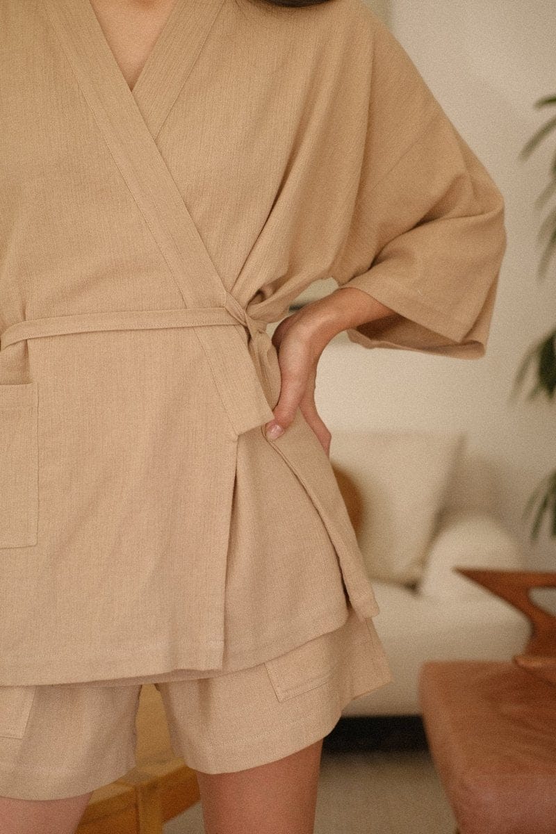 OddBird Loungewear Kardeş Şile Loungewear Shorts - Mediterranean Sand