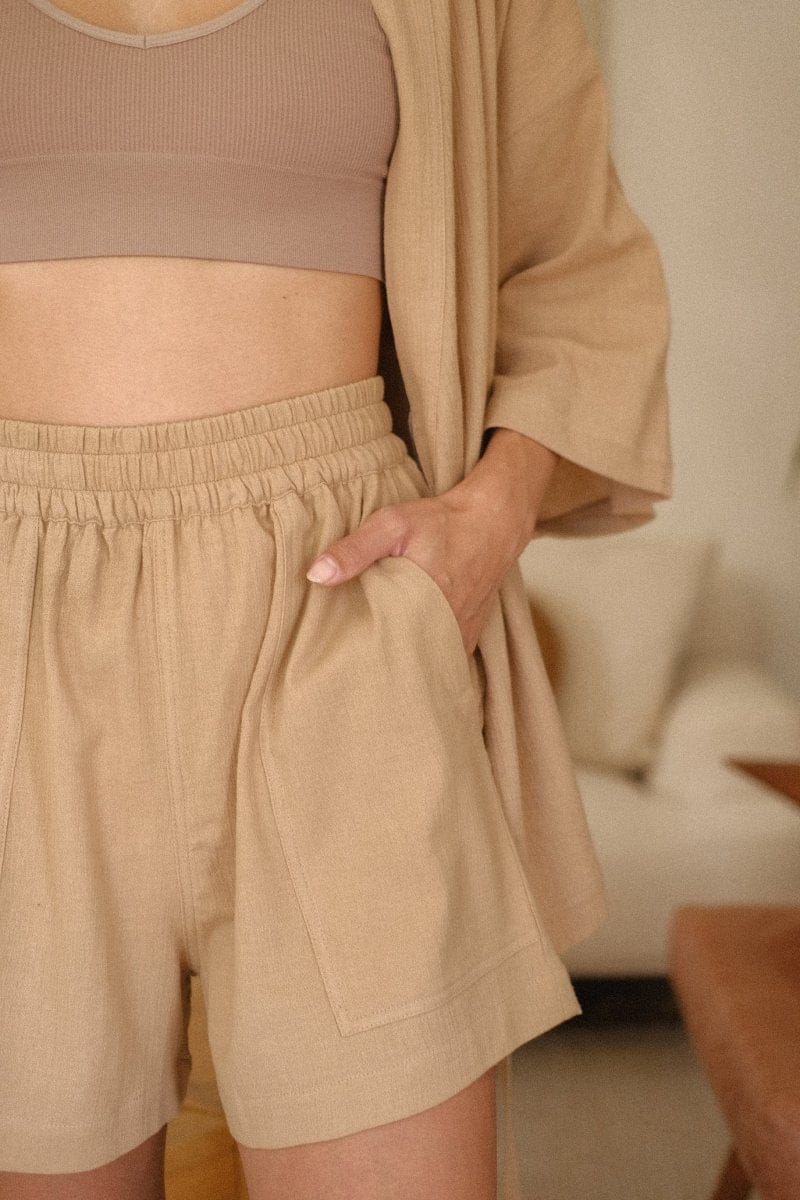 OddBird Loungewear Kardeş Şile Loungewear Shorts - Mediterranean Sand