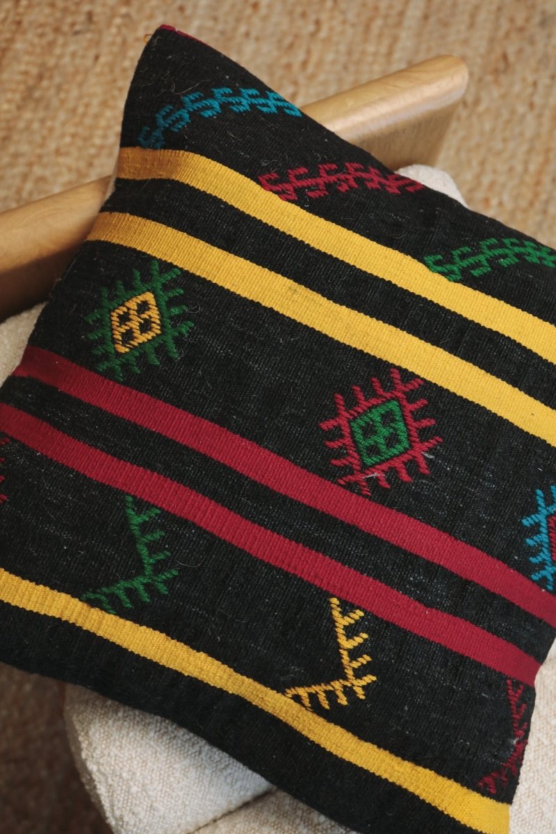 Kilim Square Pillow On Dokuz - PC45 - OddBird Co.