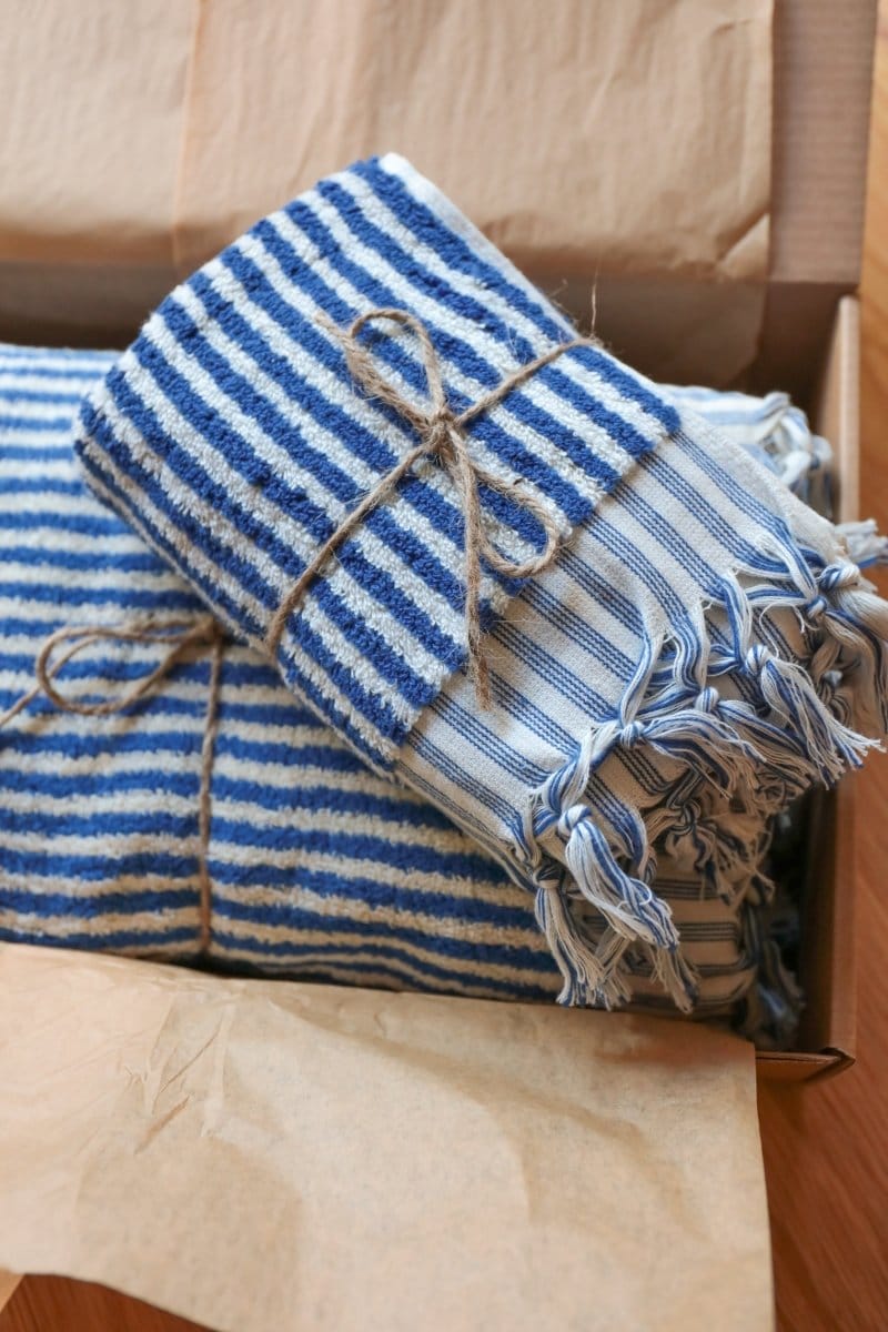 OddBird Towels Royal Blue / Bath Towel (Single) Limited Edition Çizgi Turkish Terry Towel Collection