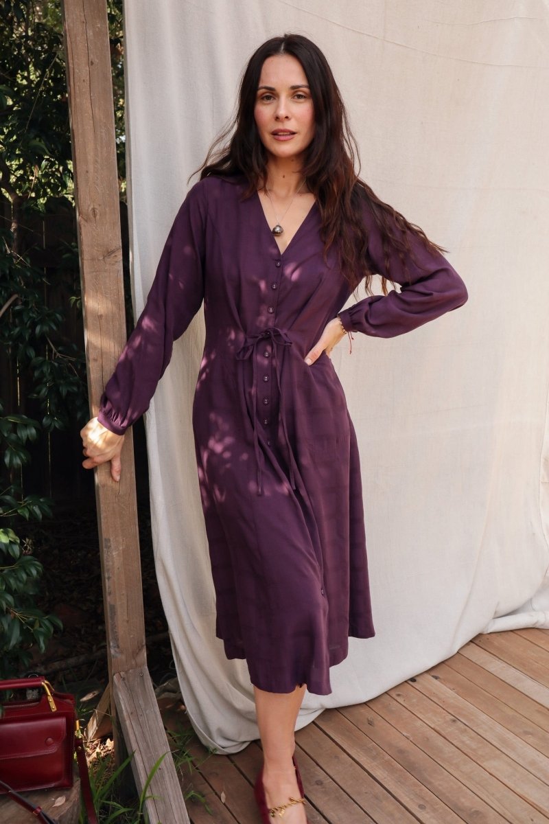 Limited Edition Dilek Dress - Long - Sleeve - DLEDILEKLSPLUMXS - OddBird Co.