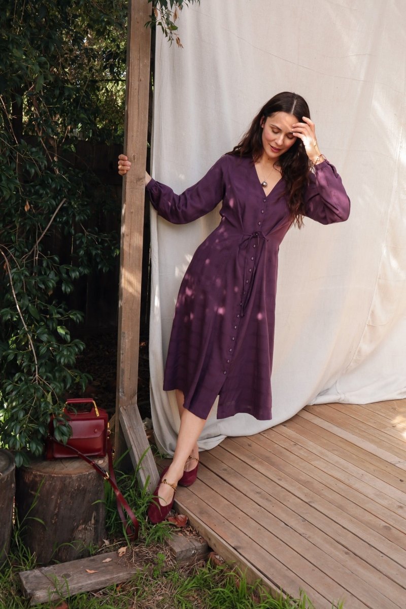 Limited Edition Dilek Dress - Long - Sleeve - DLEDILEKLSPLUMXS - OddBird Co.