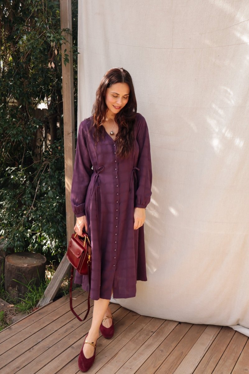 Limited Edition Dilek Dress - Long - Sleeve - DLEDILEKLSPLUMXS - OddBird Co.