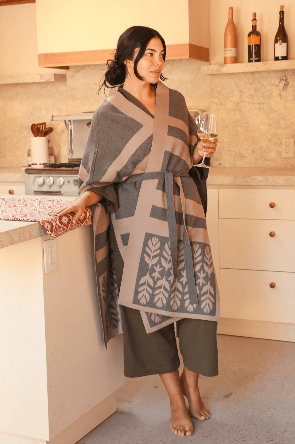 OddBird Loungewear Limited Edition Sarıl 4-Way Knit - Printed Latte - PREORDER