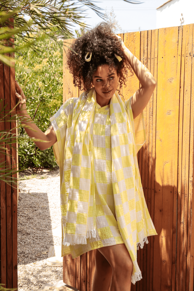 OddBird Co. Limonata Check Handwoven Bath Towel