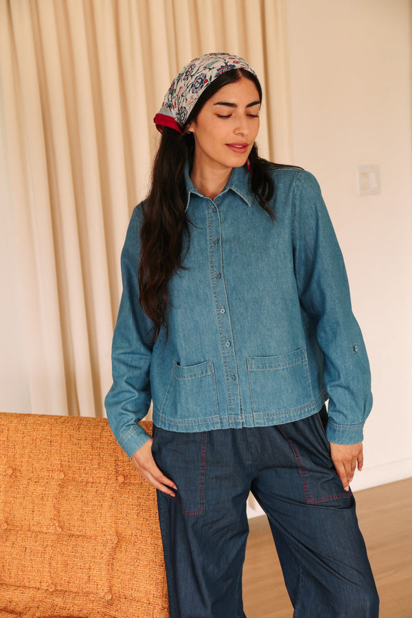 Melek Cropped Denim Jacket
