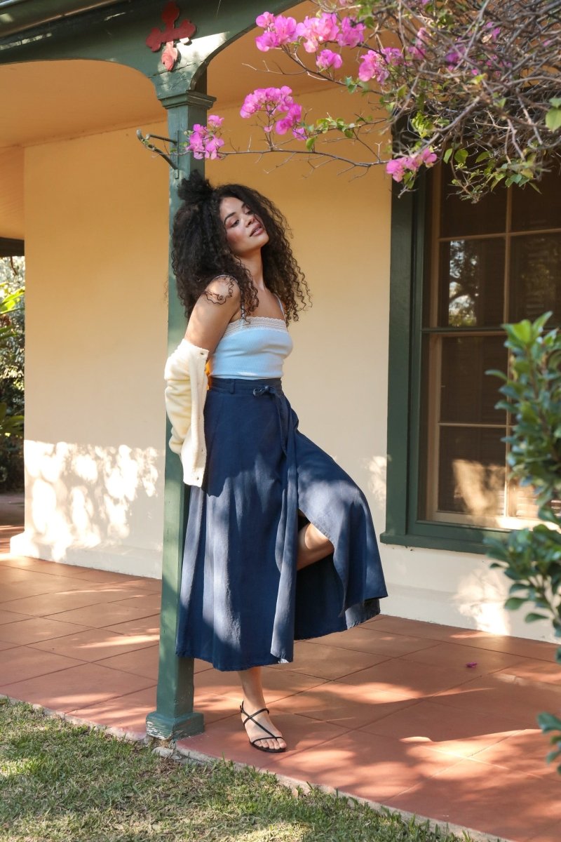 *NEW* Abla A - Line Wrap Skirt - Indigo - KLEEMREINDIXSS - OddBird Co.