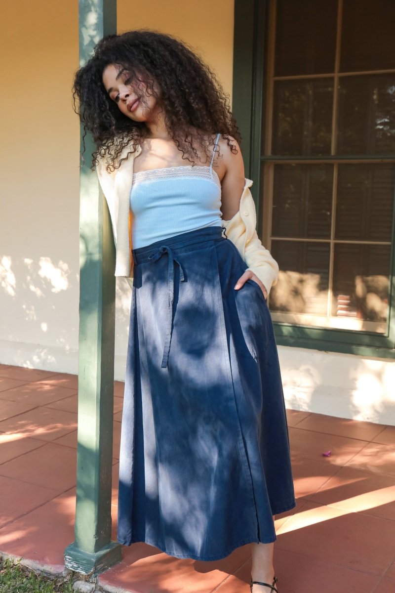 *NEW* Abla A - Line Wrap Skirt - Indigo - KLEEMREINDIXSS - OddBird Co.