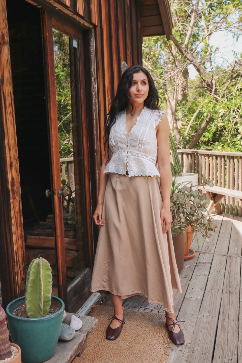 *NEW* Abla A - Line Wrap Skirt - Khaki -  - OddBird Co.