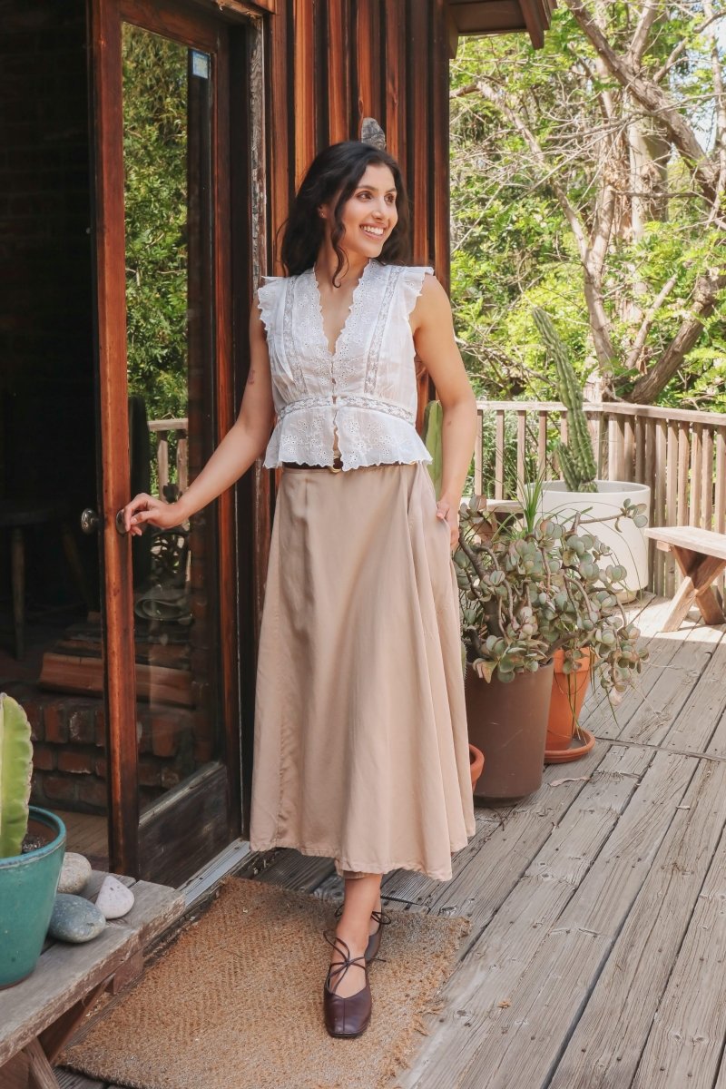 *NEW* Abla A - Line Wrap Skirt - Khaki -  - OddBird Co.