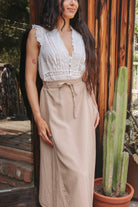 *NEW* Abla A - Line Wrap Skirt - Khaki -  - OddBird Co.