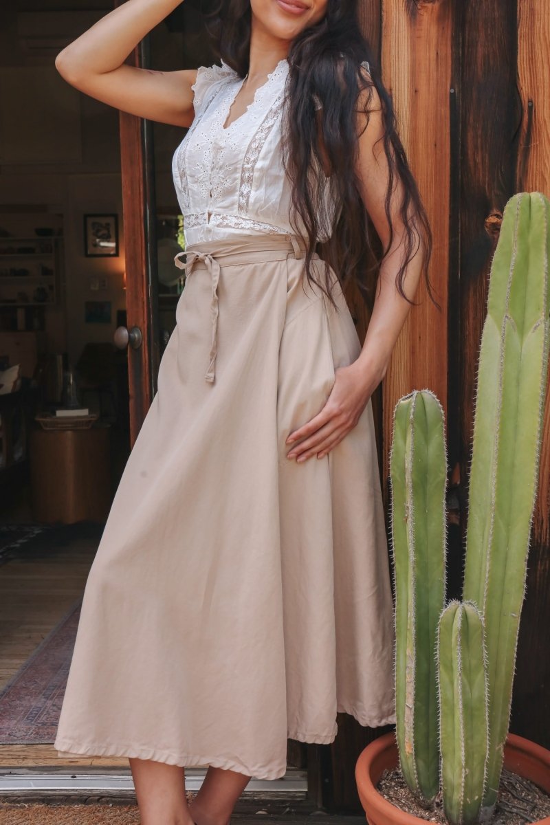 *NEW* Abla A - Line Wrap Skirt - Khaki -  - OddBird Co.
