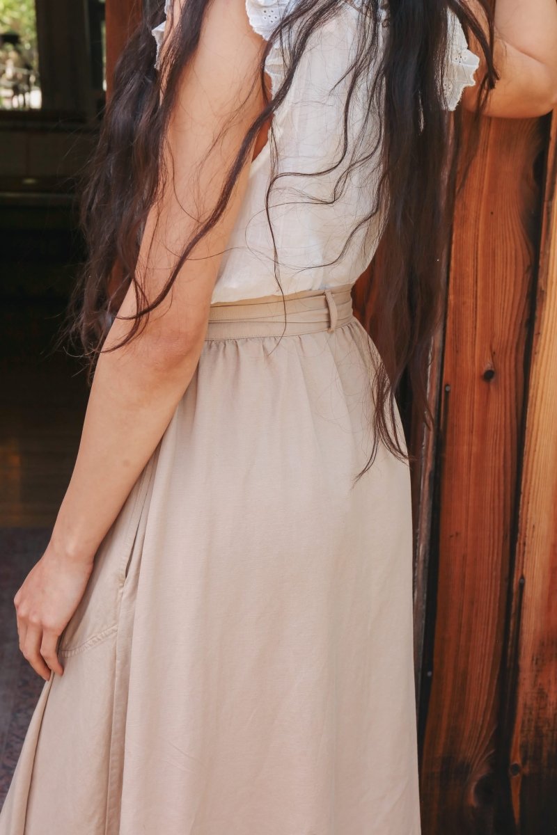 *NEW* Abla A - Line Wrap Skirt - Khaki -  - OddBird Co.