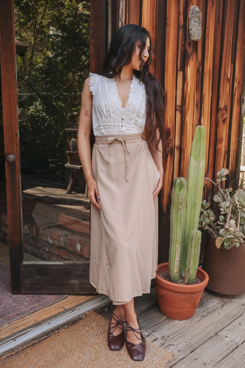 *NEW* Abla A - Line Wrap Skirt - Khaki -  - OddBird Co.