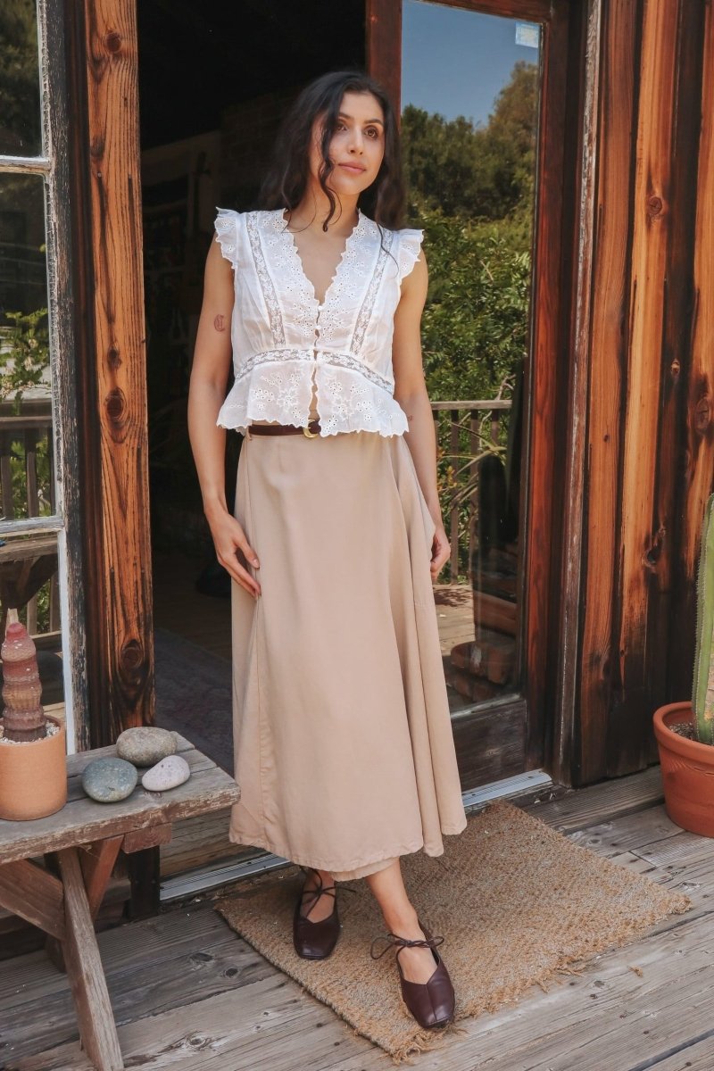 *NEW* Abla A - Line Wrap Skirt - Khaki -  - OddBird Co.