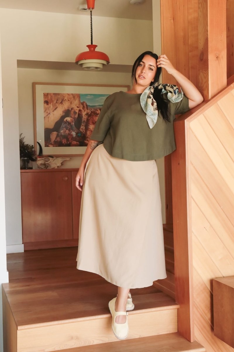*NEW* Abla A-Line Wrap Skirt - Khaki -  - OddBird Co.