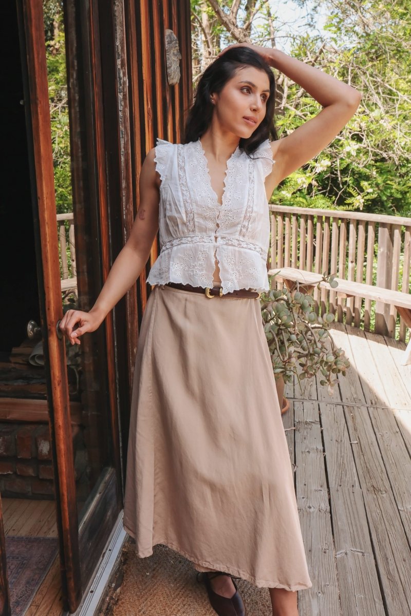 *NEW* Abla A - Line Wrap Skirt - Khaki -  - OddBird Co.