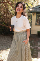 *NEW* Abla A - Line Wrap Skirt - Minted Stripe - KLEEMREMINTXSS - OddBird Co.