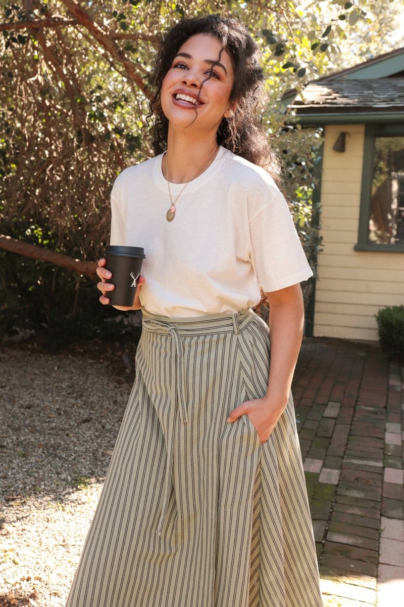 *NEW* Abla A - Line Wrap Skirt - Minted Stripe - KLEEMREMINTXSS - OddBird Co.