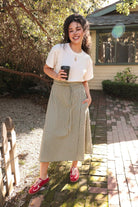 *NEW* Abla A - Line Wrap Skirt - Minted Stripe - KLEEMREMINTXSS - OddBird Co.