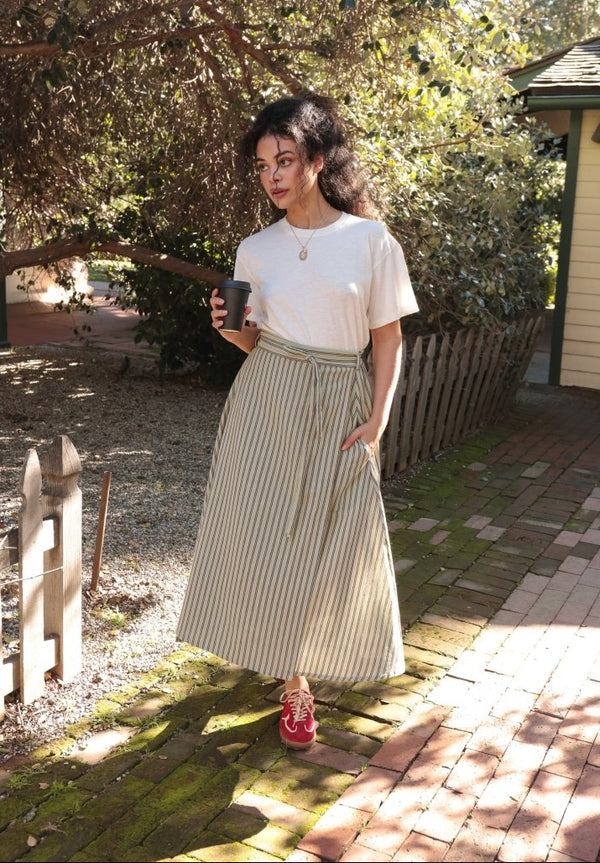 *NEW* Abla A - Line Wrap Skirt - Minted Stripe - KLEEMREMINTXSS - OddBird Co.
