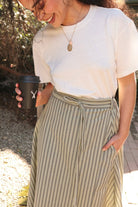 *NEW* Abla A - Line Wrap Skirt - Minted Stripe - KLEEMREMINTXSS - OddBird Co.