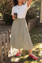 *NEW* Abla A - Line Wrap Skirt - Minted Stripe - KLEEMREMINTXSS - OddBird Co.