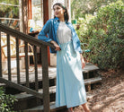 *NEW* Abla A - Line Wrap Skirt - Soft Blue -  - OddBird Co.