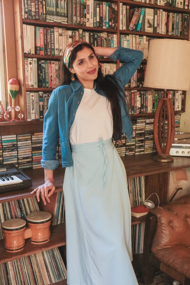 *NEW* Abla A - Line Wrap Skirt - Soft Blue -  - OddBird Co.