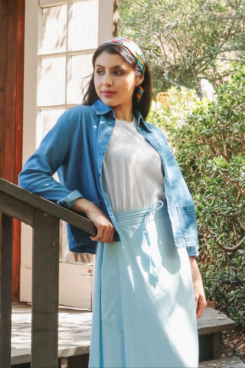 *NEW* Abla A - Line Wrap Skirt - Soft Blue -  - OddBird Co.