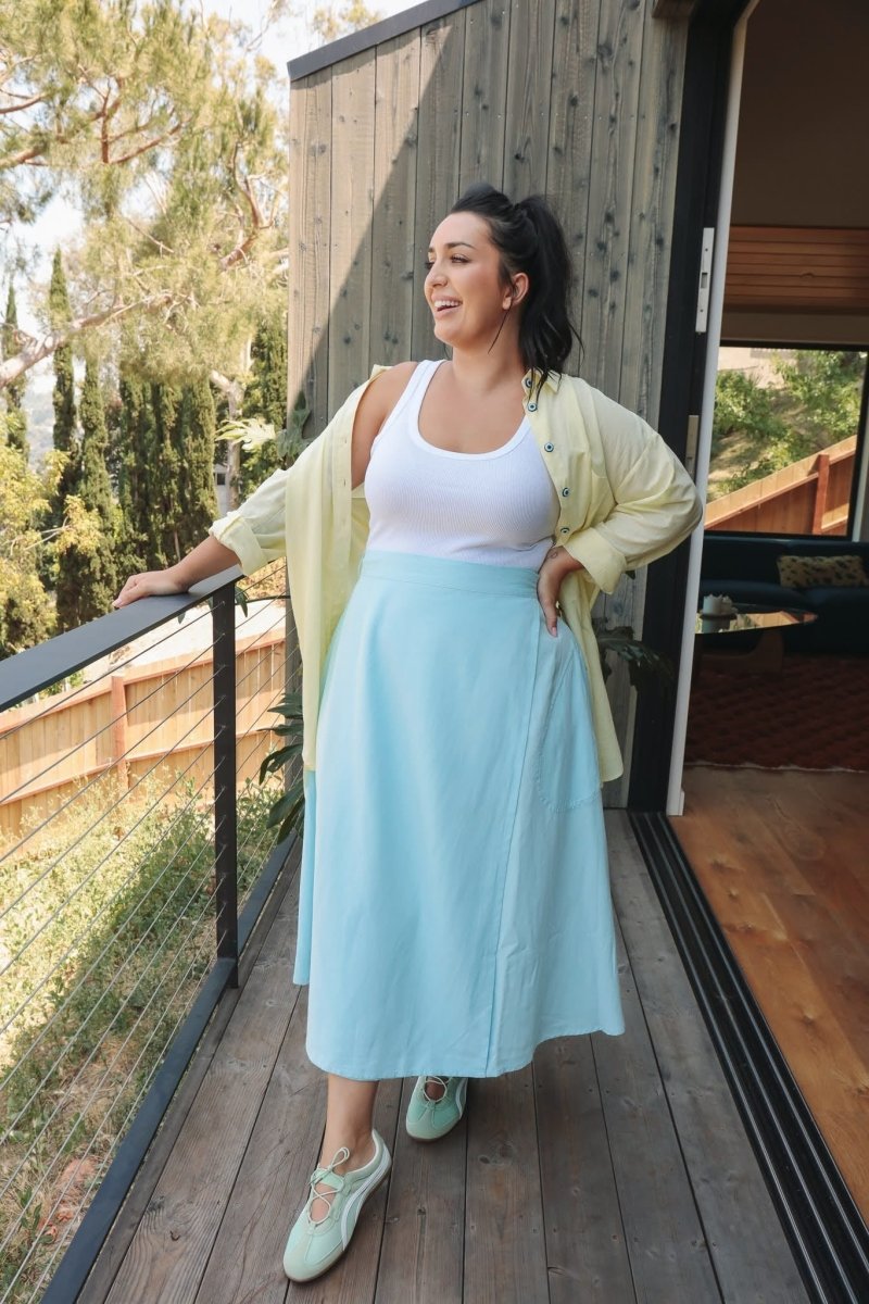 *NEW* Abla A-Line Wrap Skirt - Soft Blue -  - OddBird Co.