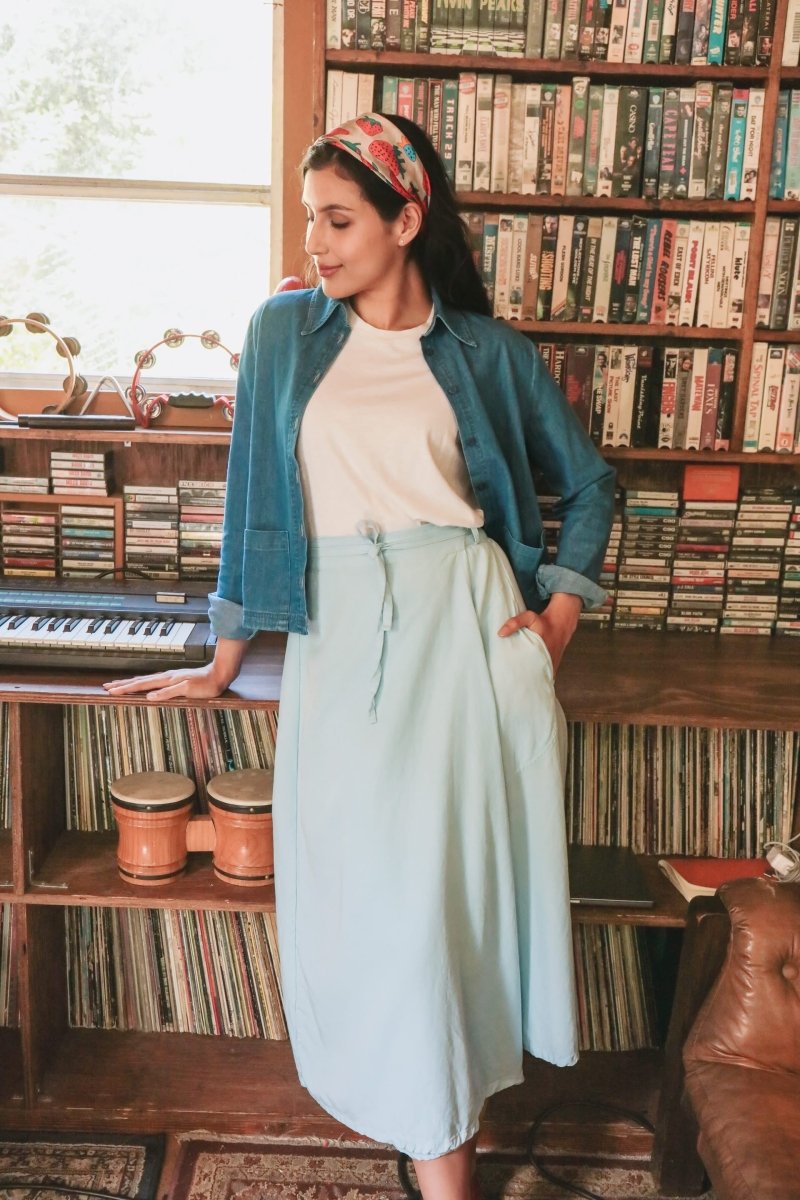 *NEW* Abla A - Line Wrap Skirt - Soft Blue -  - OddBird Co.