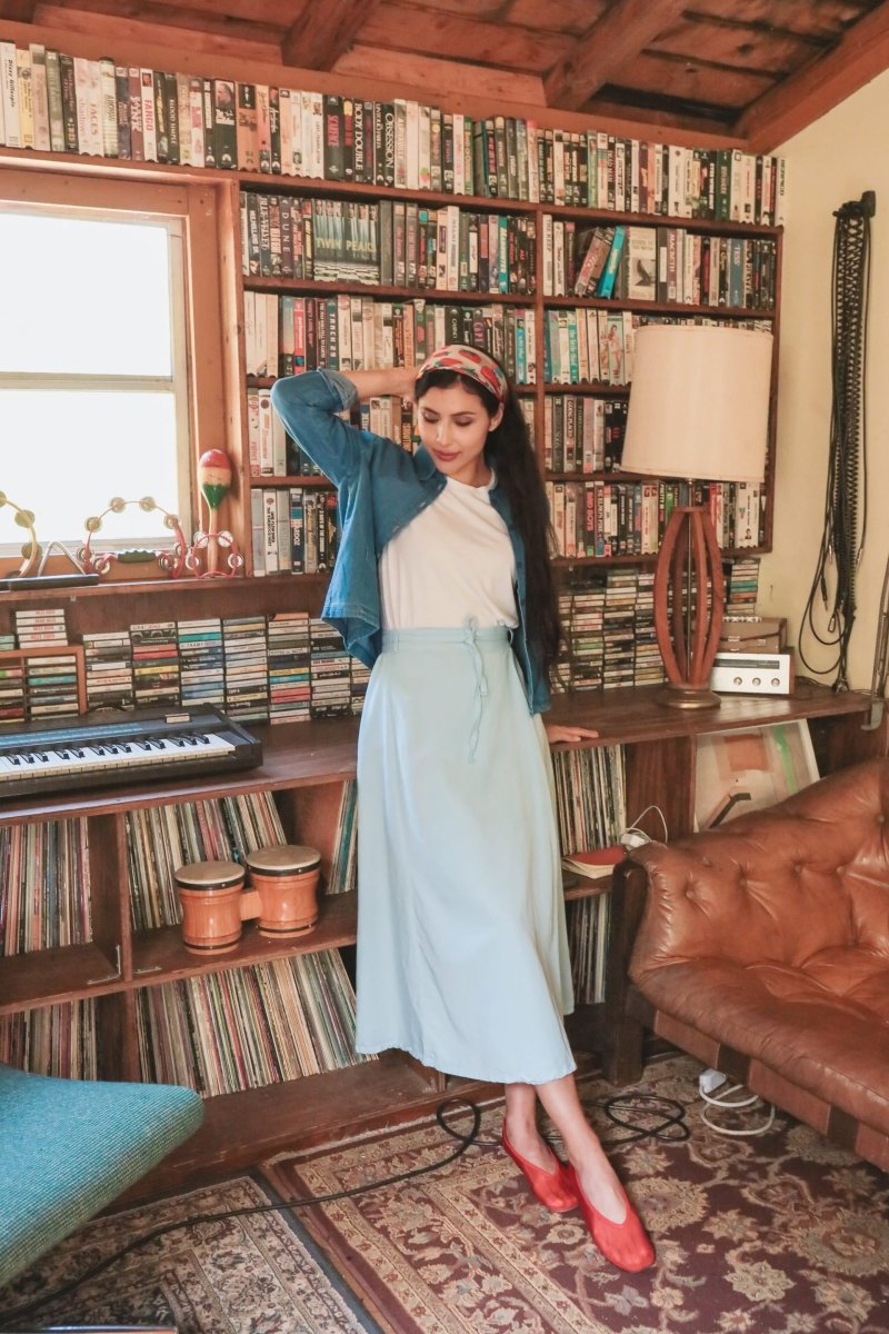 *NEW* Abla A - Line Wrap Skirt - Soft Blue -  - OddBird Co.