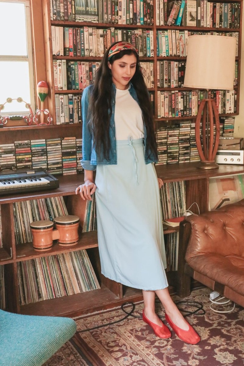 *NEW* Abla A - Line Wrap Skirt - Soft Blue -  - OddBird Co.