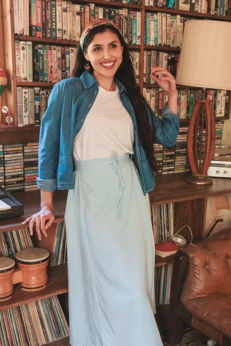 *NEW* Abla A - Line Wrap Skirt - Soft Blue -  - OddBird Co.