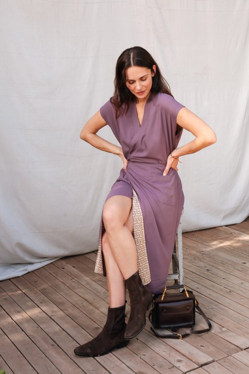 Aydn Reversible House Dress - Plum & Geometric Print, Plum/ Geometric Print / 1XL Aydn Reversible House Dress - Plum & Geometric Print, Plum/ Geometric Print / 1XL