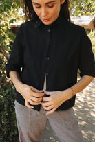 *NEW* Limited Edition Melek Cropped Denim Shirt - Black -  - OddBird Co.